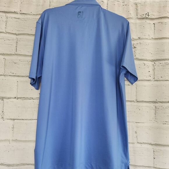 FootJoy FJ Mens Blue Athletic Fit Two Button Stretchy Golf Polo Shirt Size Large - Picture 8 of 11